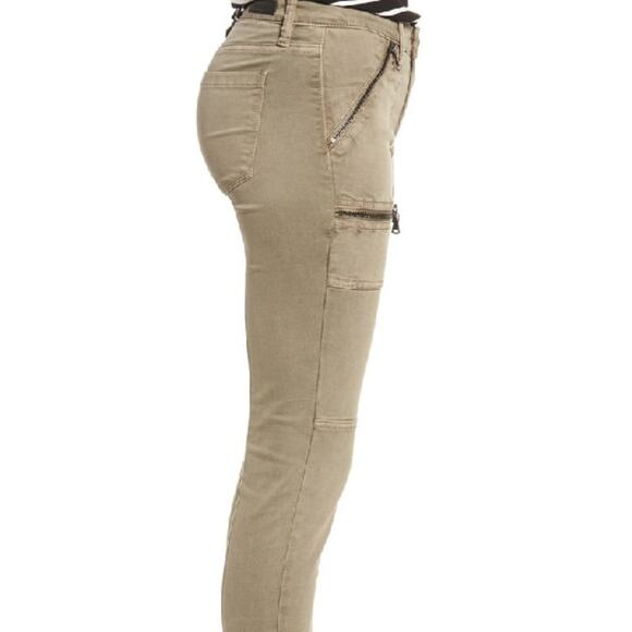 BLANKNYC Zipper Utility Skinny Jeans Low Rise Many pockets Denim Khaki Size 26 - Picture 3 of 11